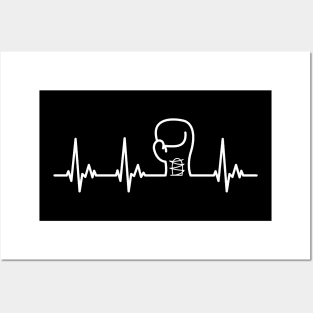 Boxing White Heartbeat Design Posters and Art